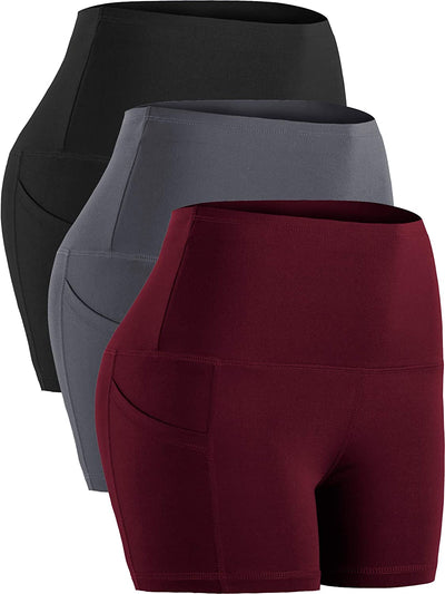 High Waist Athletic Shorts for Womens Yoga Fitness Running Shorts with Deep Pockets