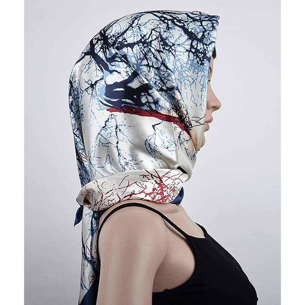 35 X 35 Women Square Silk like Hair Scarf Head Sleeping Wrap Satin Headscarf