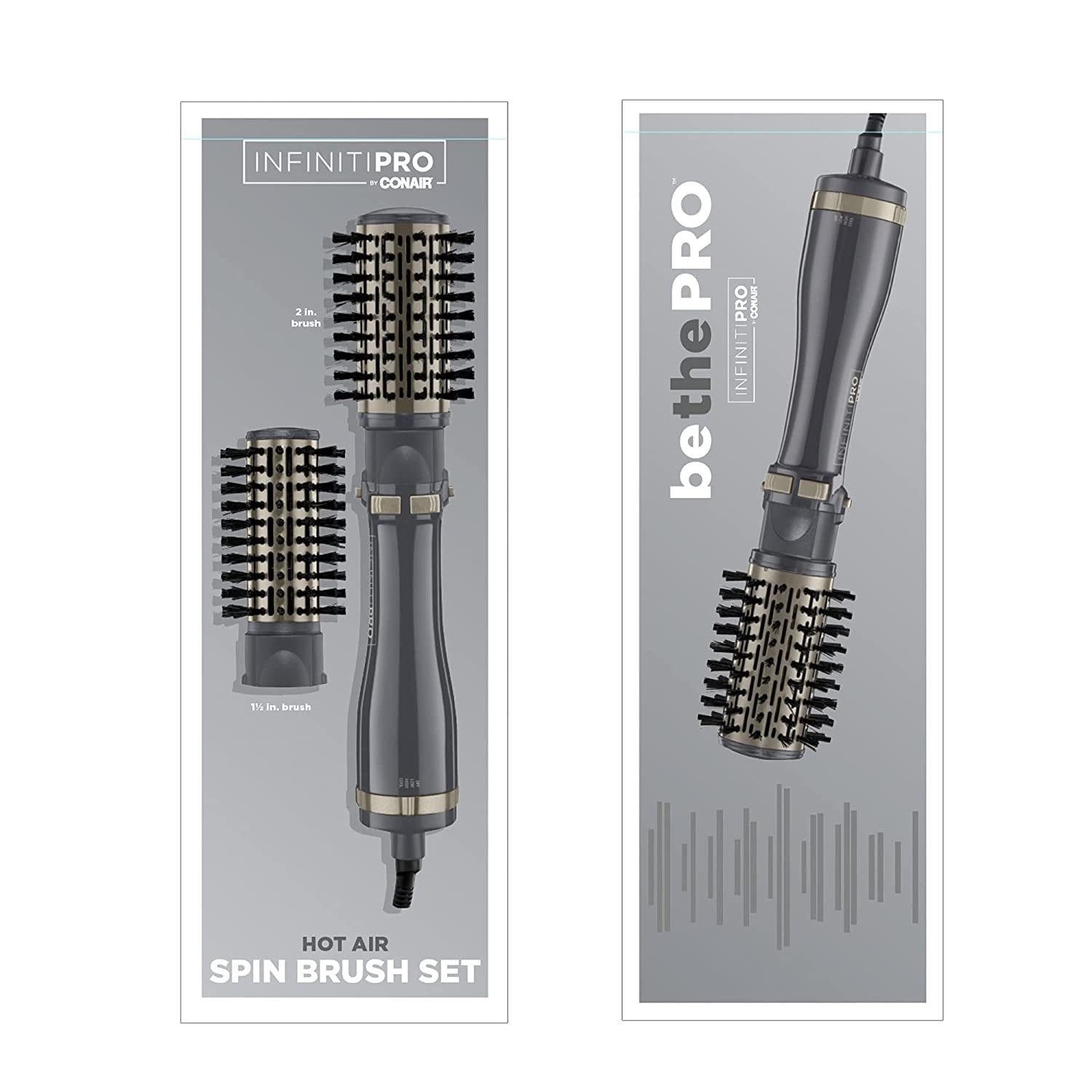 INFINITIPRO by  Hot Air Spin Brush Set with 2-Inch and 1.5-Inch Brushes, Hot Air Spin Dryer Brush