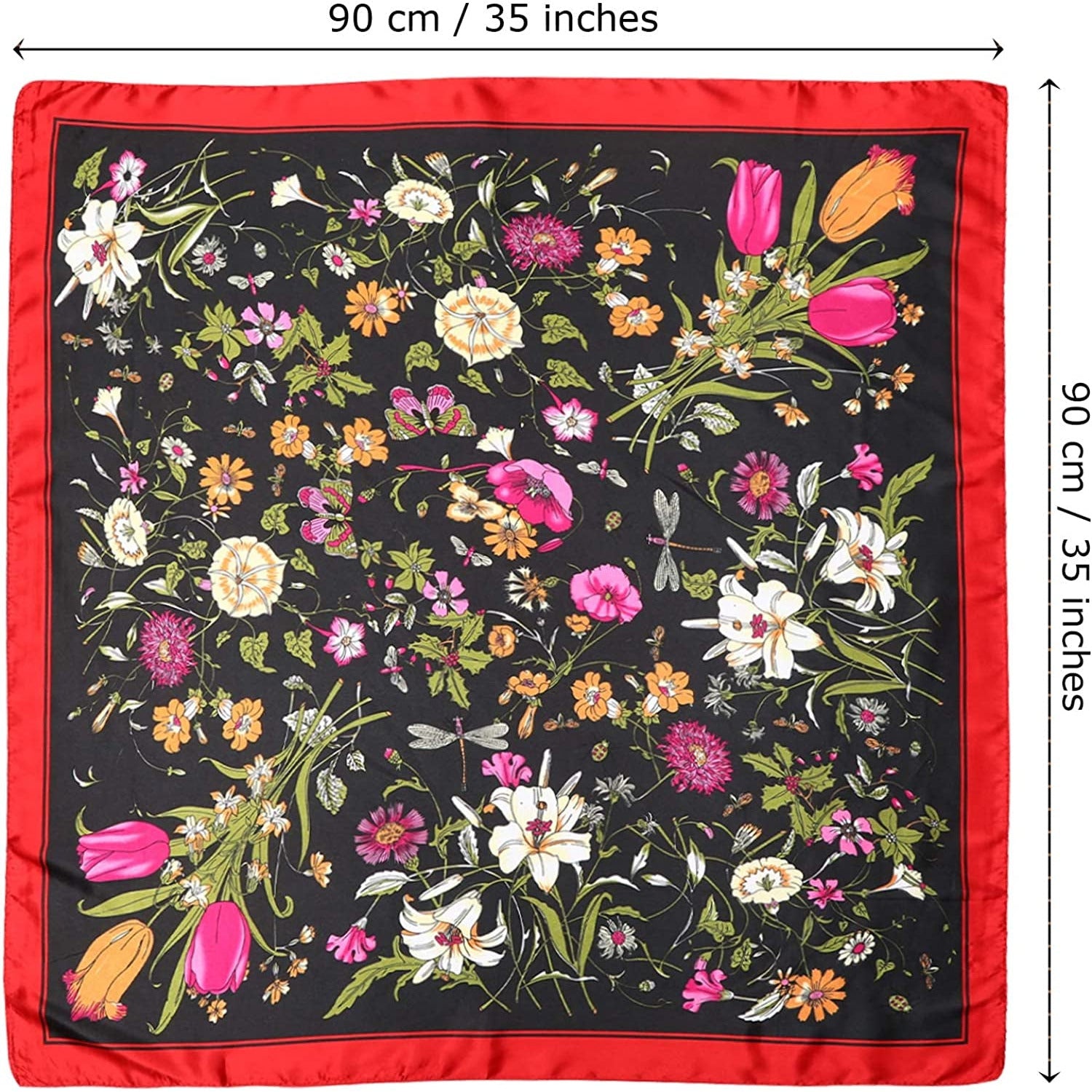 35 Inches Women Head Scarf Hair Bandanas - 4PCS Square Satin Head Scarves for Women Silk like Hair Kerchief Banadanas