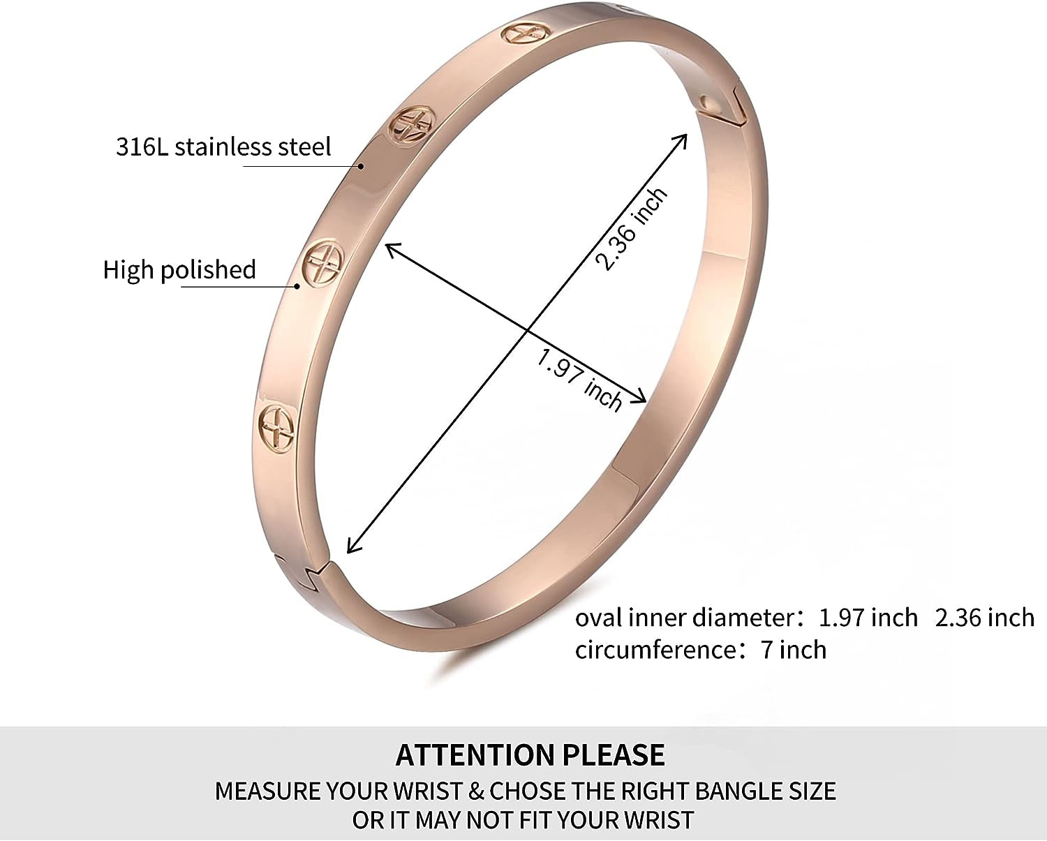 Women'S Stainless Steel Bracelet Jewelry Crystal Bracelet with Cube Zircon Hinge Jewelry Oval Bangle Witness the Gift of Love