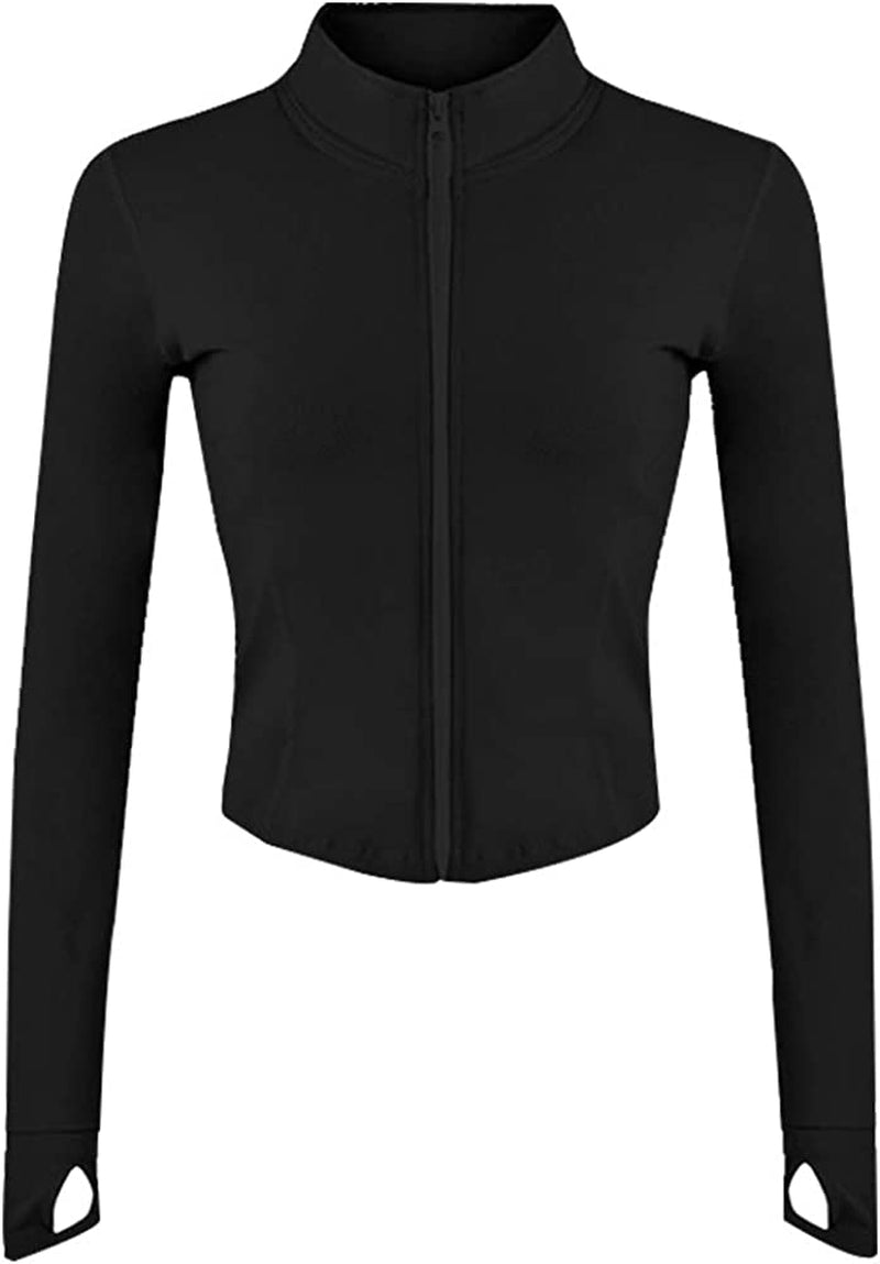 Women'S Athletic Full Zip Lightweight Workout Jacket with Thumb Holes