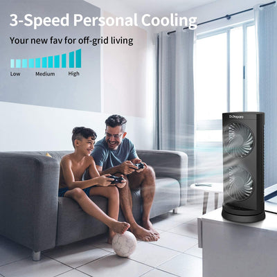 Dr. Prepare Tower Fan Oscillating Fan, Portable Desk Fan with 3-Speed Options, Dual Air Circulation, 110° Oscillation, 3 Timers, Personal Quiet Table Fan for Home Office Desktop Bedroom, 12 Inch