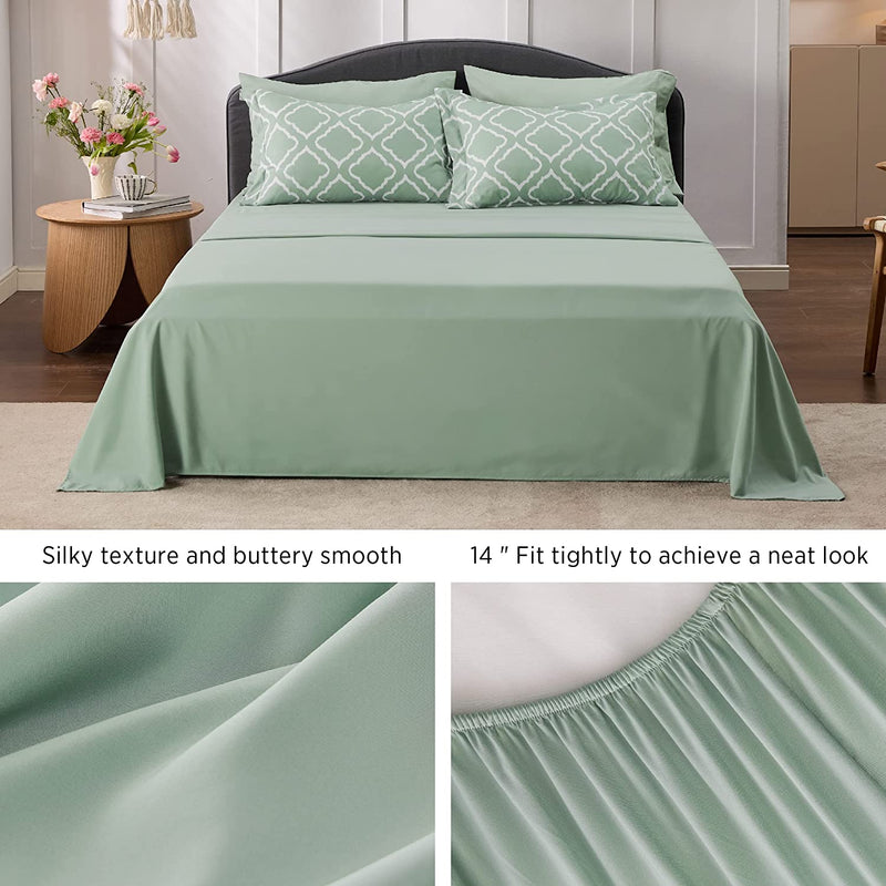 Bedsure Sage Green Comforter Set Twin - Bed in a Bag Twin 5 Pieces, Lightweight Warm Bedding Sets for All Season with Comforters, Sheets, Pillowcase & Sham