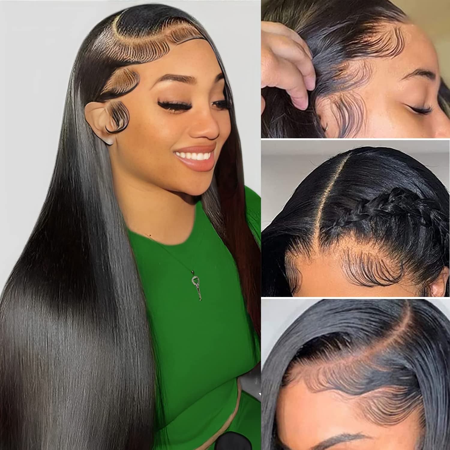 Lace Front Wigs Human Hair Straight 13X4 HD Transparent Lace Frontal Human Hair Wigs Pre Plucked with Baby Hair 150% Density Brazilian Virgin Human Hair Wigs for Black Women