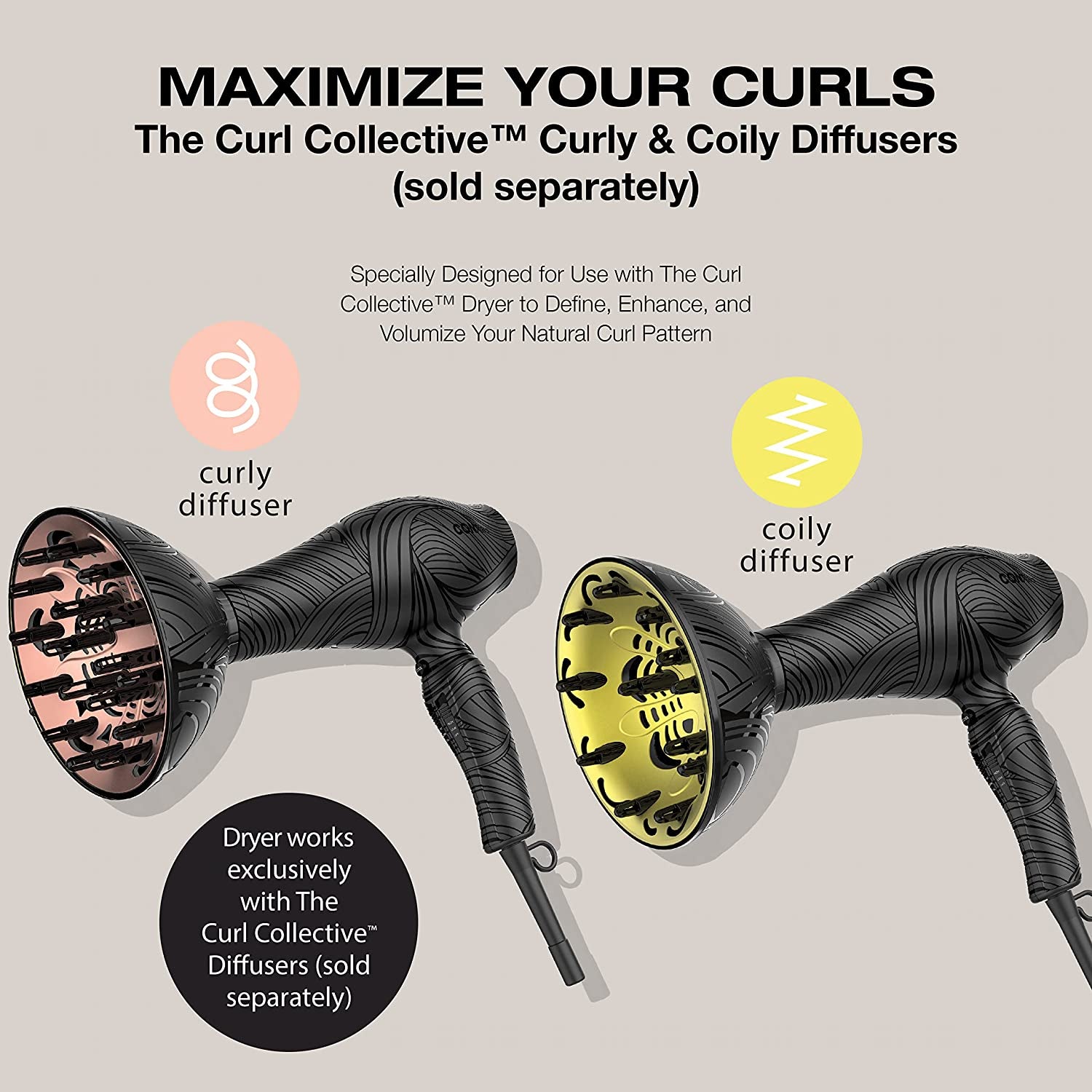 the Curl Collective 1875 Watt Ionic Ceramic Hair Dryer, Nurture and Nourish Your Natural Curls with the Curl Collective