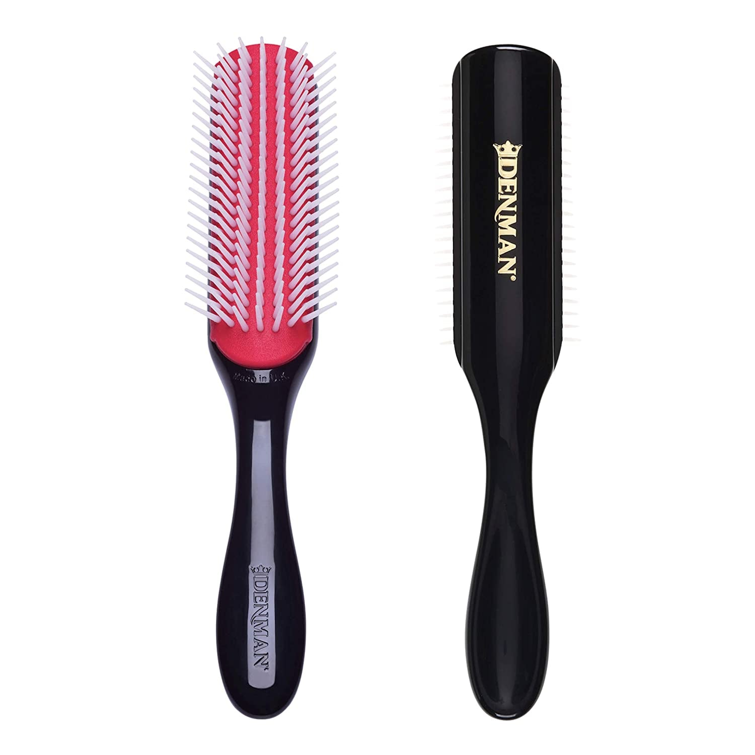 Curly Hair Brush D3 (Black & Red) 7 Row Styling Brush for Detangling, Separating, Shaping and Defining Curls - for Women and Men