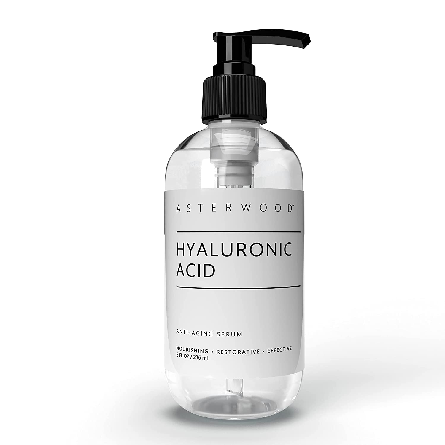 Asterwood Pure Hyaluronic Acid Serum for Face (237 Ml/8 Oz); Plumping Anti-Aging Face Serum, Hydrating Facial Skin Care Product, Fragrance Free, Pairs Well with Vitamin C Serum & Retinol Serum