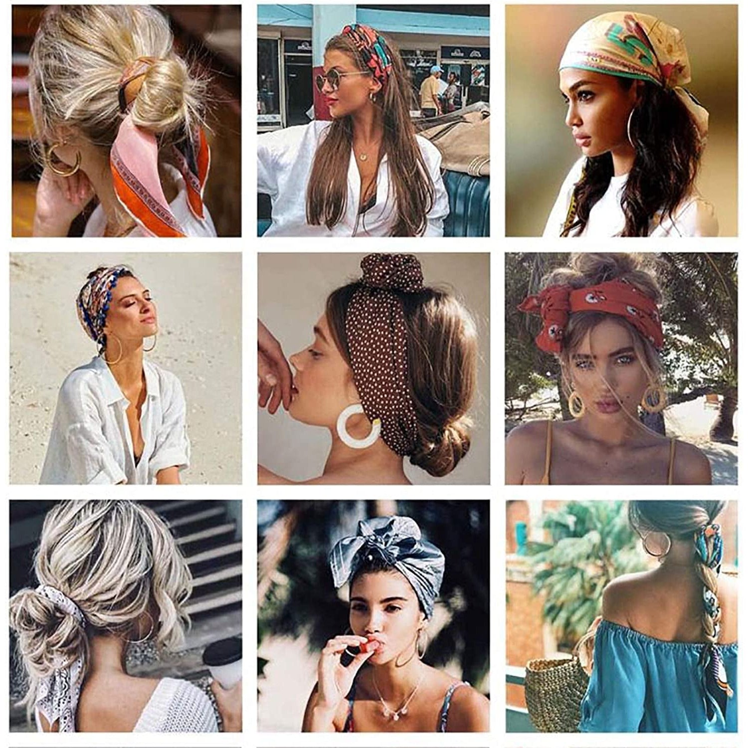 35 Inches Women Head Scarf Hair Bandanas - 4PCS Square Satin Head Scarves for Women Silk like Hair Kerchief Banadanas