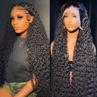 Deep Wave Lace Front Wigs 180% Density Human Hair 13X4 Glueless HD Lace Frontal Wigs Pre Plucked with Baby Hair for Black Woman 100% Brazilian Virgin Human Hair Deep Wave Wigs Soft and Smooth 20 Inch