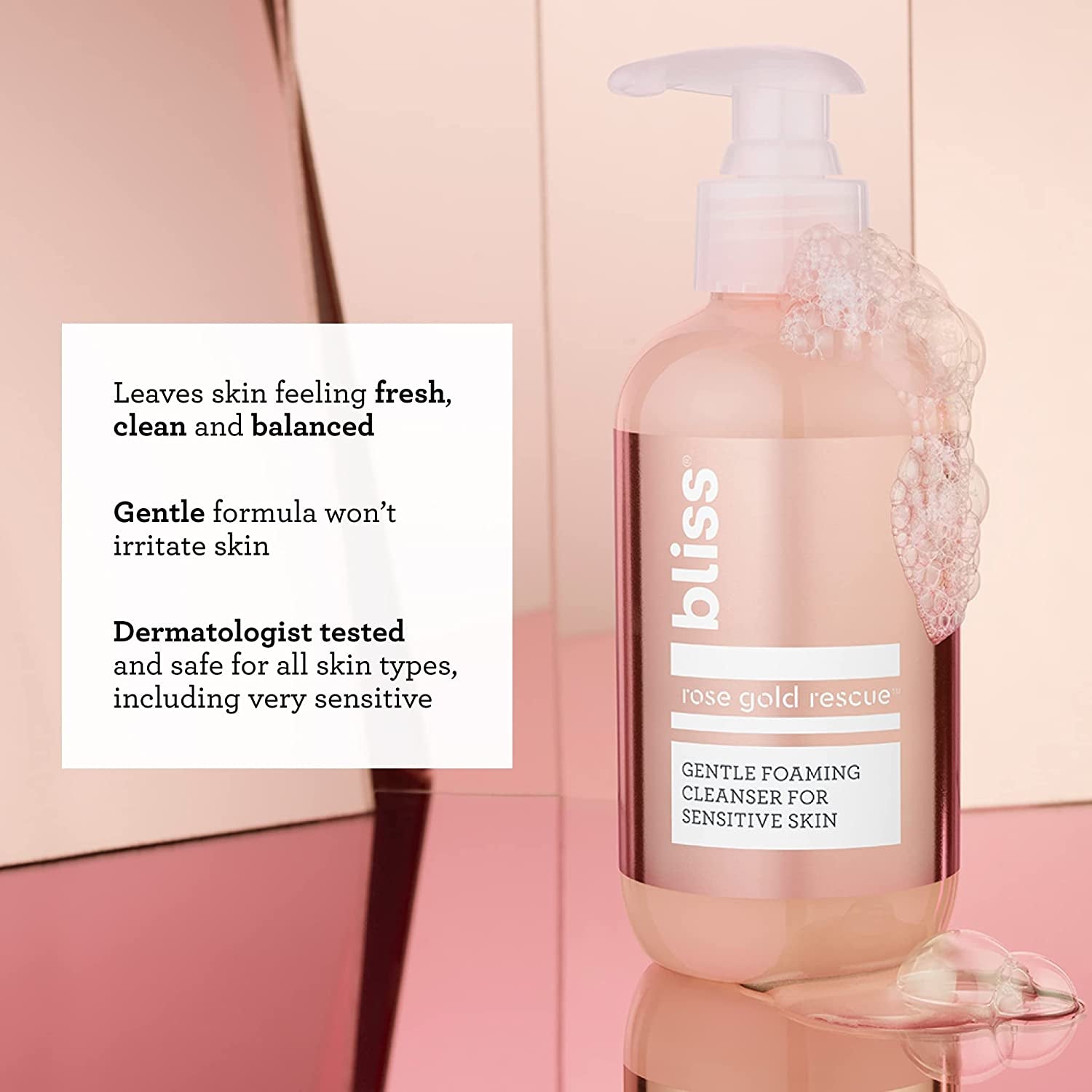 Rose Gold Rescue Foaming Face Wash & Cleanser for Sensitive Skin | Clean | Cruelty Free | Vegan | 6.4 Fl Oz