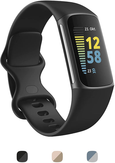 Fitbit Charge 5 Advanced Health & Fitness Tracker with Built-In GPS, Stress Management Tools, Sleep Tracking, 24/7 Heart Rate and More, Black/Graphite, One Size (S &L Bands Included)