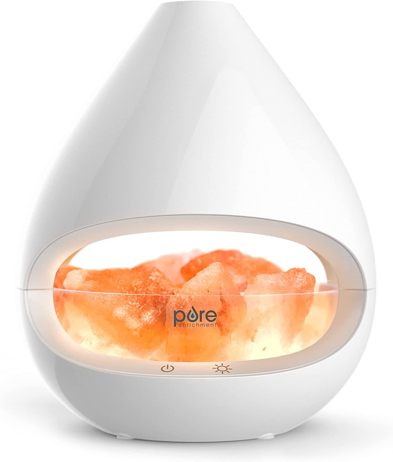 ® Pureglow™ Crystal - 2-In-1 Himalayan Salt Lamp & Ultrasonic Essential Oil Diffuser, Original Salt Therapy Lamp, 100% Pure Himalayan Salt, Ambient Glow, 160 Ml 16-Hour Tank (White)
